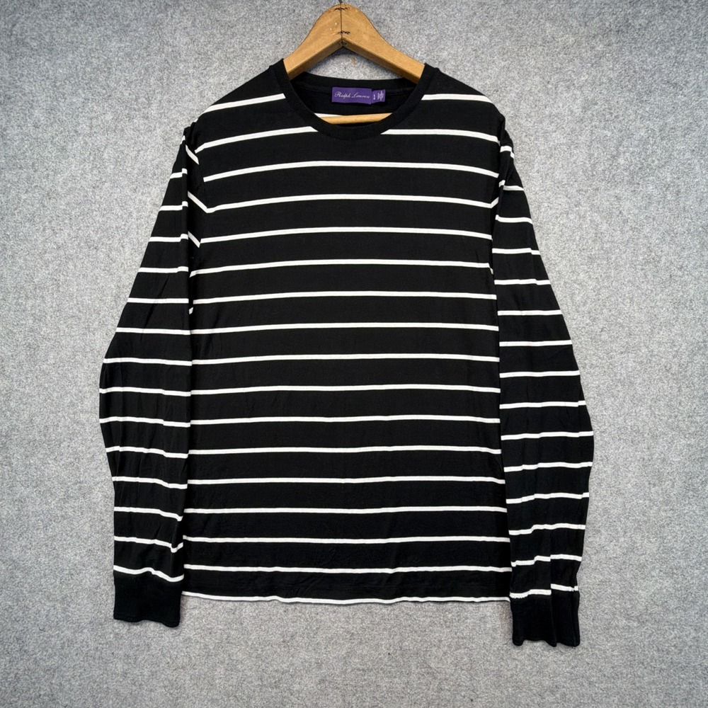 Ralph Lauren Purple Label T Shirt Mens Large Striped Long Sleeve RL Script